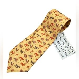 Metropolitan Museum of Art Tie Animals Deer Camel Turkey Horse 100% Silk